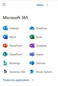 Formation Office 365 en ligne lanceur d'applications