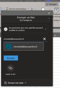 Formation Excel a distance partage de lien
