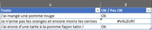 Formation Excel a distance sur la fonction TROUVE tableau SI