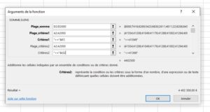 formation Excel a distance - boite d'arguments somme.si.ens