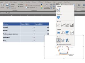 formation Excel à distance - création graphique radar