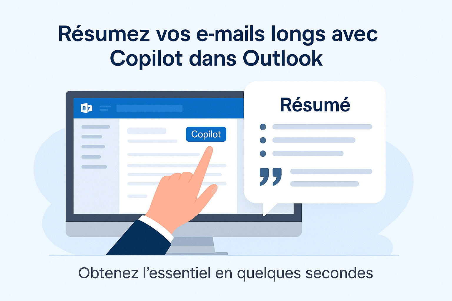 Illustration de la fonctionnalité résumé de mail long avec Copilot dans Outlook