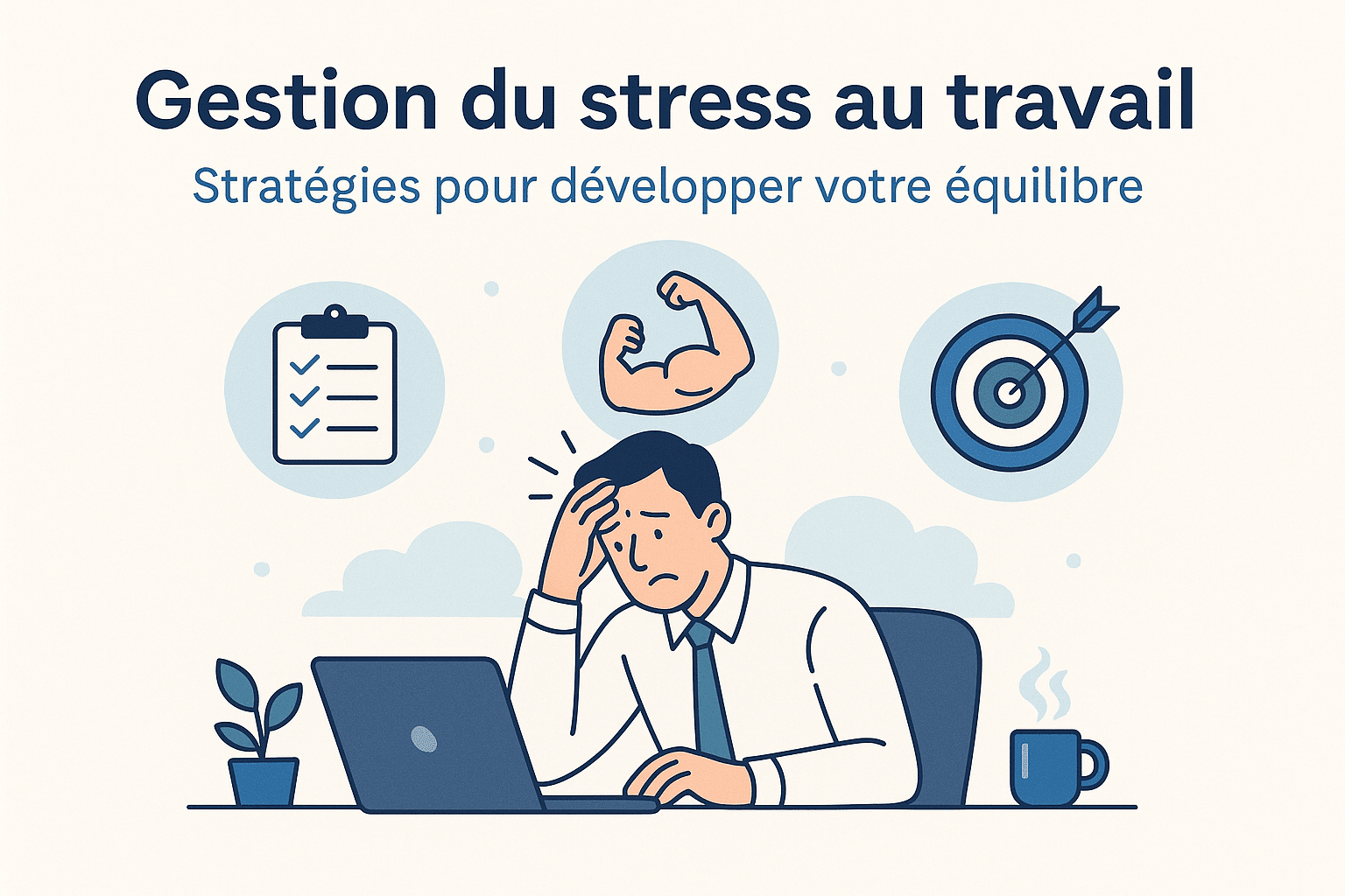 Illustration personne stressée - Gestion du stress au travail