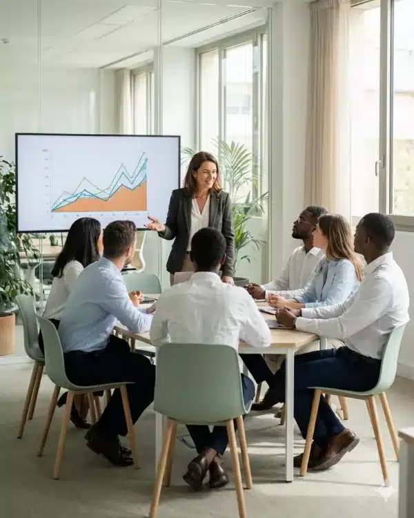 Leader s'adressant à ses collègues