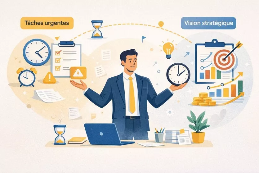 Illustration de la relation entre les tâches urgentes et la vision stratégique