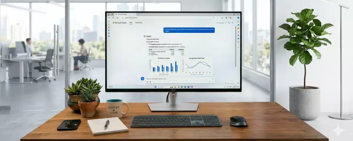 Analyse de données Excel avec Microsoft Copilot sur un ordinateur.